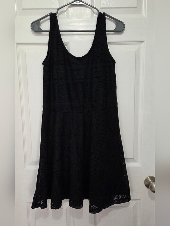Cotton On Dresses & Skirts - Cotton On Black Crochet Lace Sleeveless Fit-and-Flare Mini Dress Size Medium